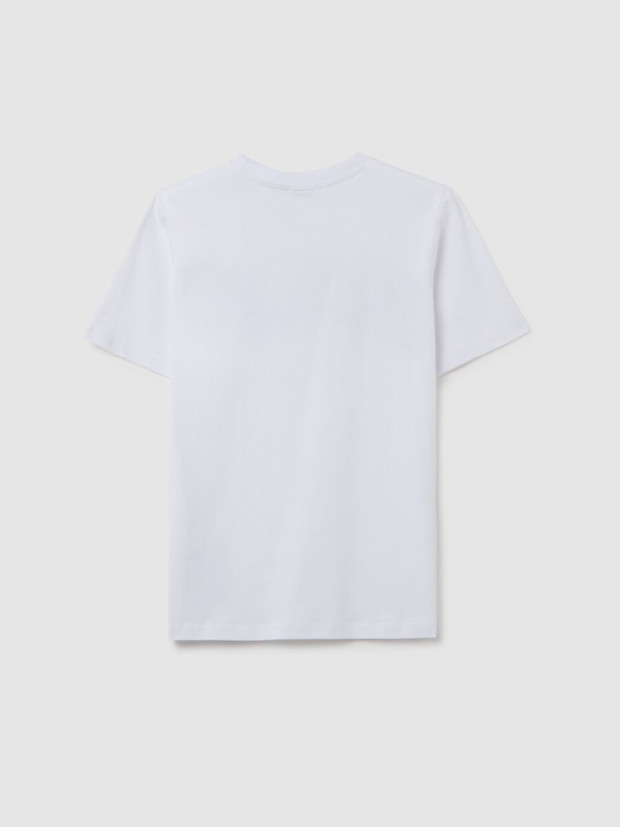 T-shirt da ragazzo in puro cotone bianca con logo_1