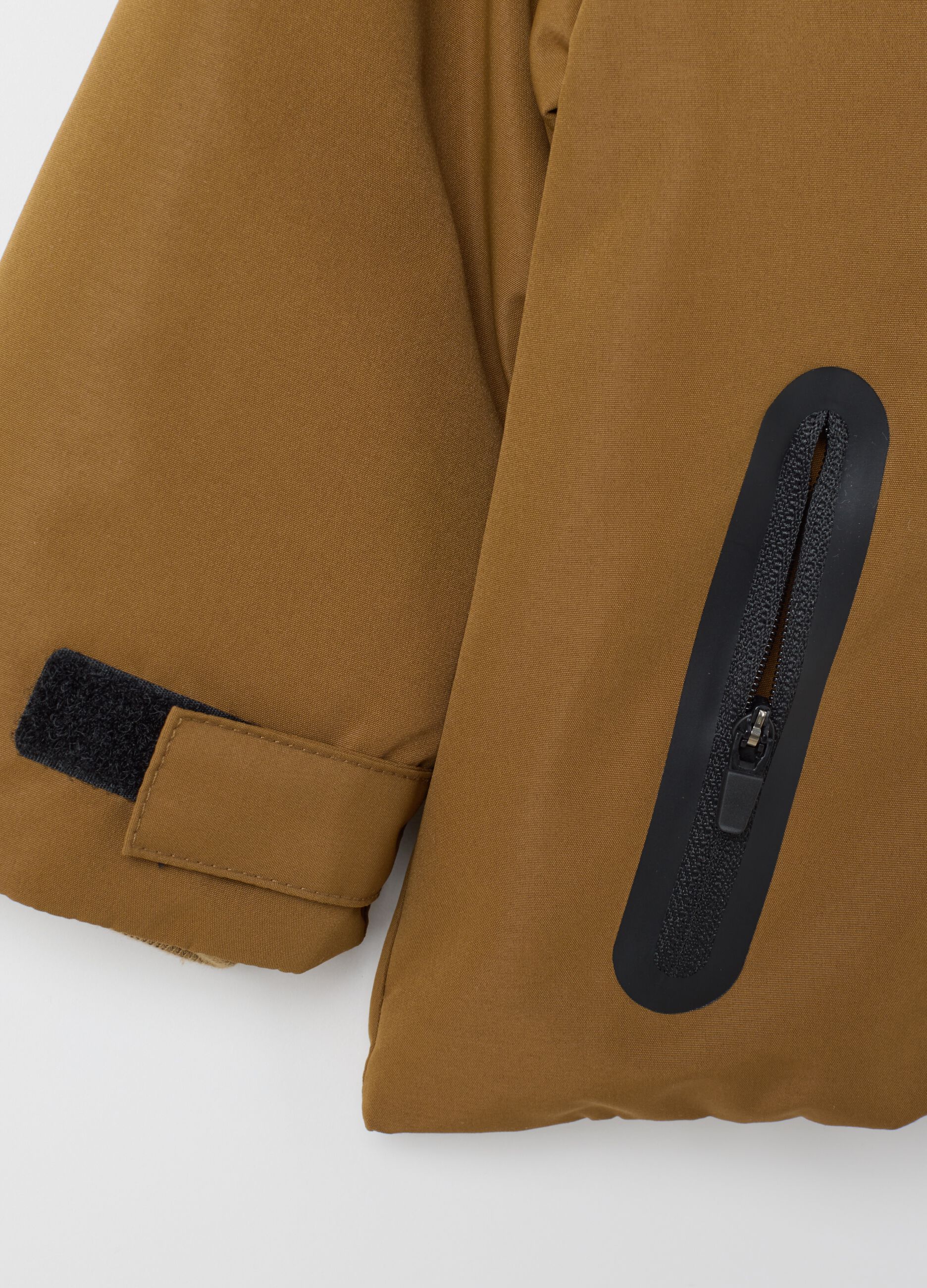 Brown regular fit children's jacket with hood