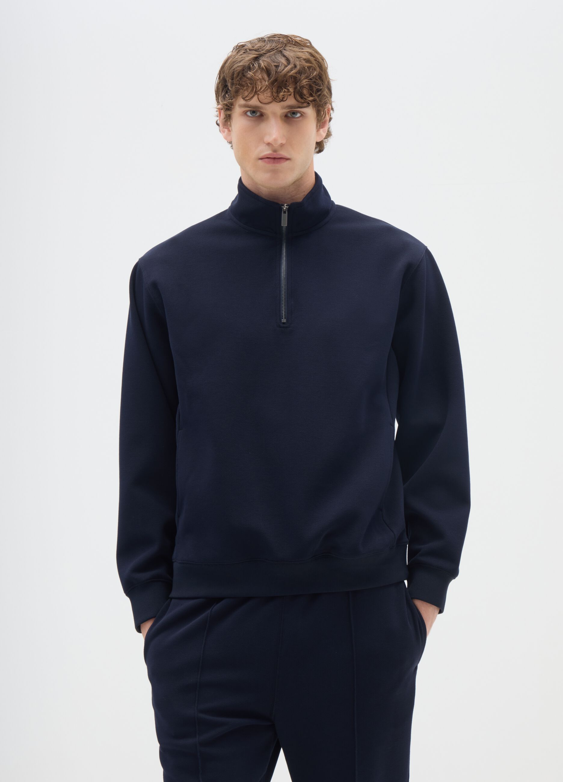 Blue Half-Zip Sweatshirt