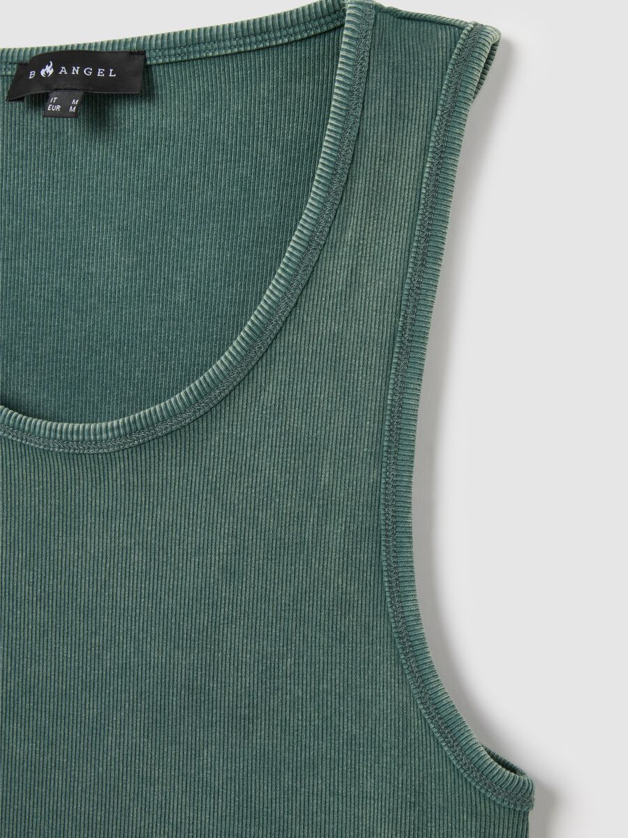 Men's Green Fitted Stretch Cotton Vest_5