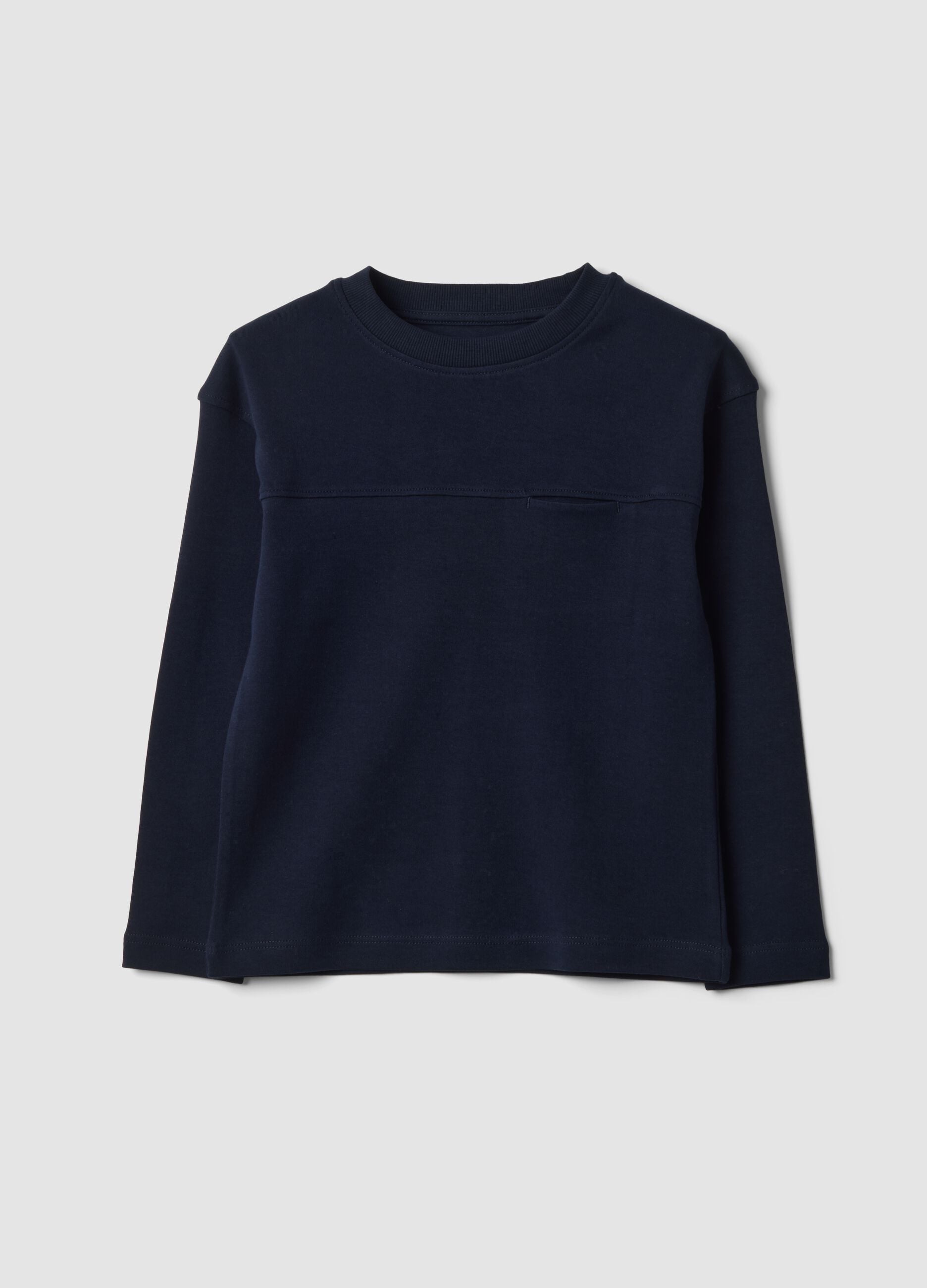 Blue crew-neck T-shirt in pure organic cotton