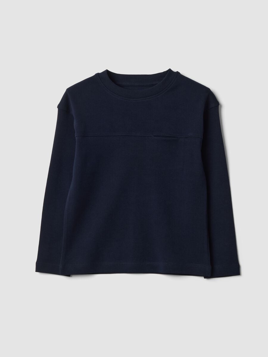 T-shirt blu in puro cotone organico con girocollo_0