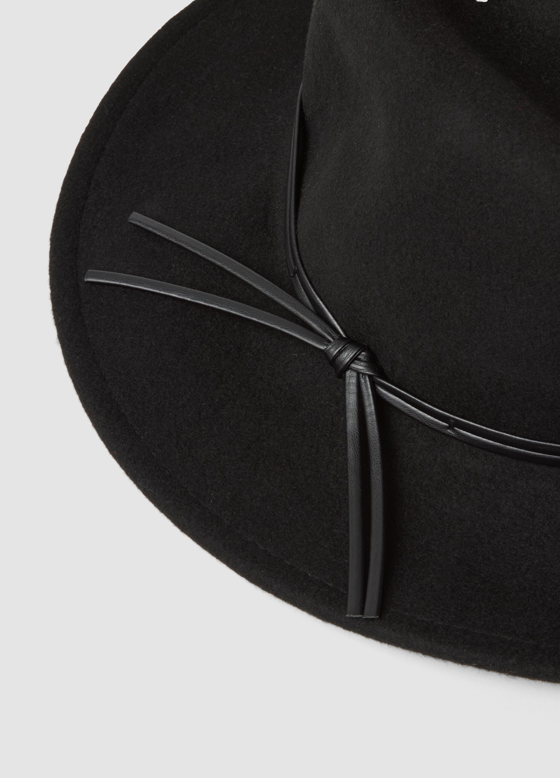 Black pure wool wide-brim hat