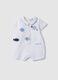 White pure cotton baby romper with fish embroidery_0