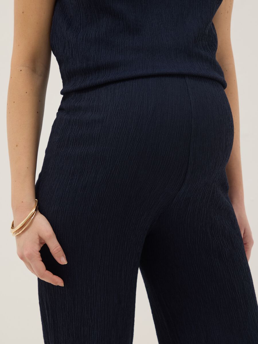 Pantaloni premaman blu navy in viscosa elasticizzata relaxed fit_3