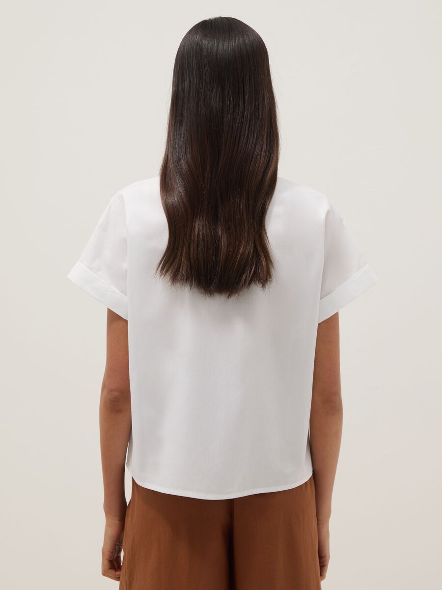 Camicia bianca in puro cotone a maniche corte regular fit_3