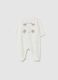White cotton baby bodysuit with panda_0