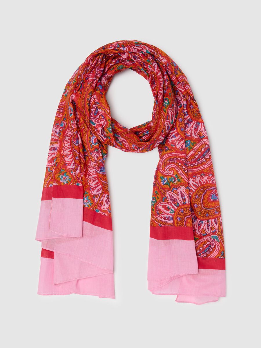 Pink scarf with cashmere motif_0
