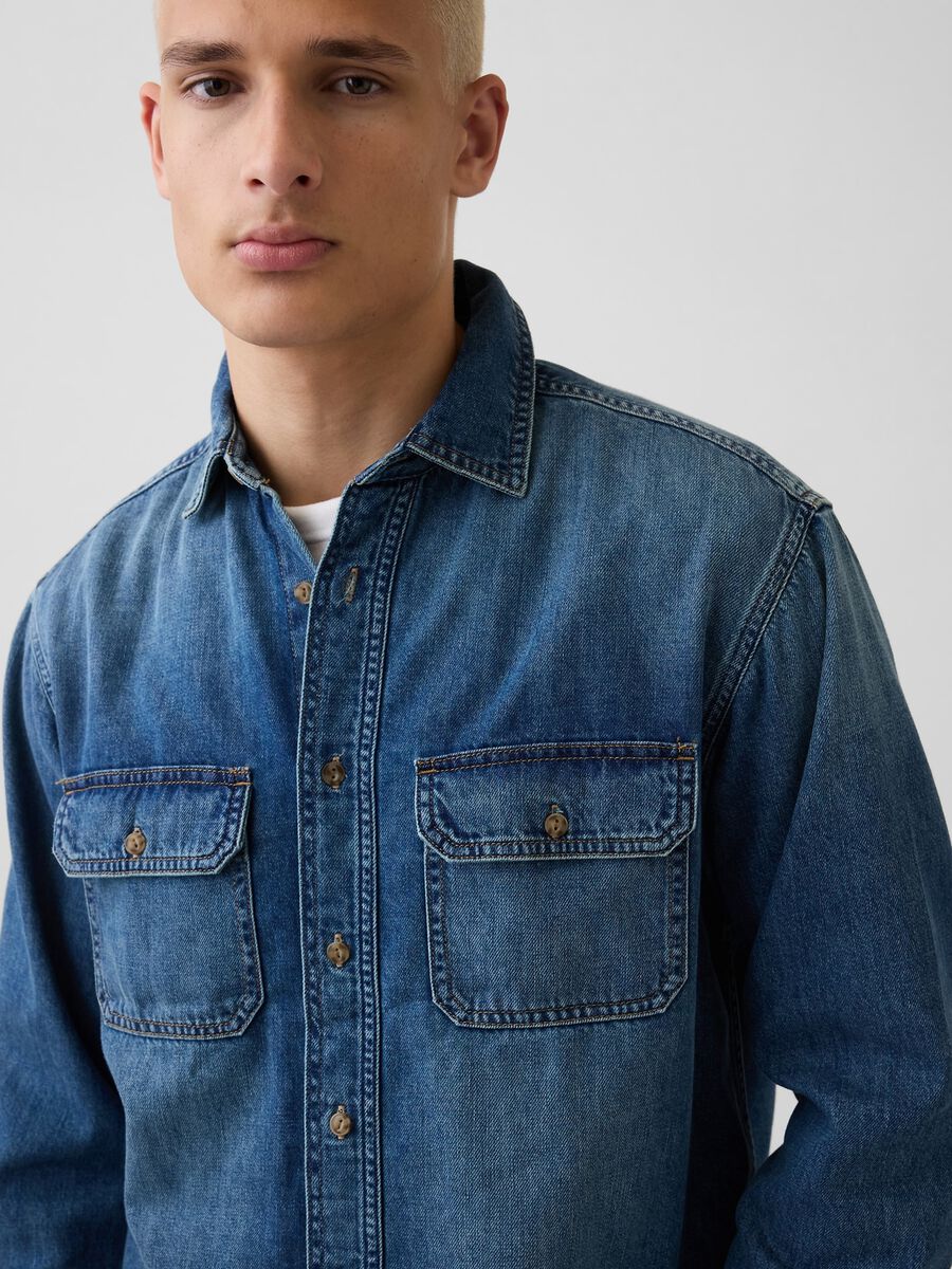 Camicia denim in misto cotone e lyocell_1