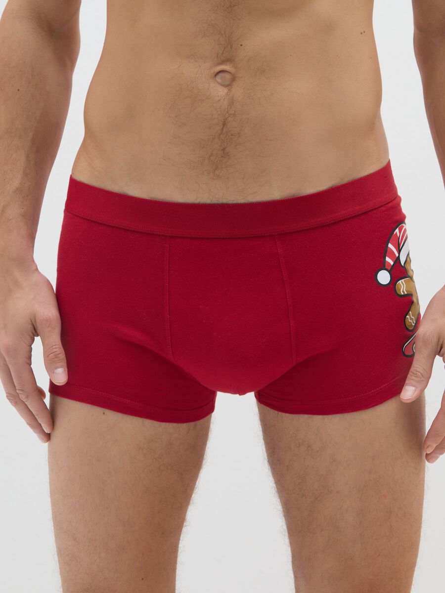 Red Christmas boxers in pure cotton regular fit with print_1