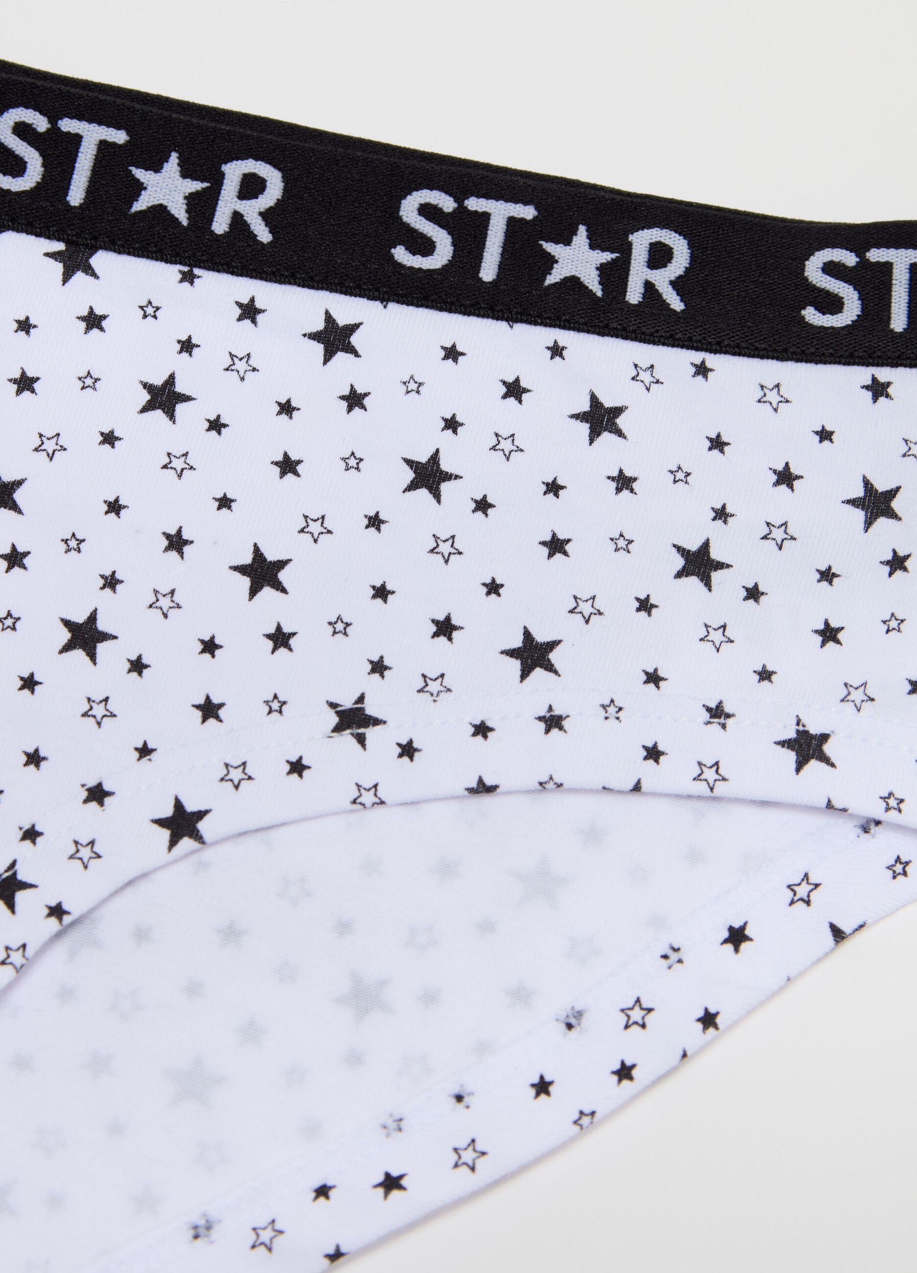 Stretch cotton knicker shorts with star print