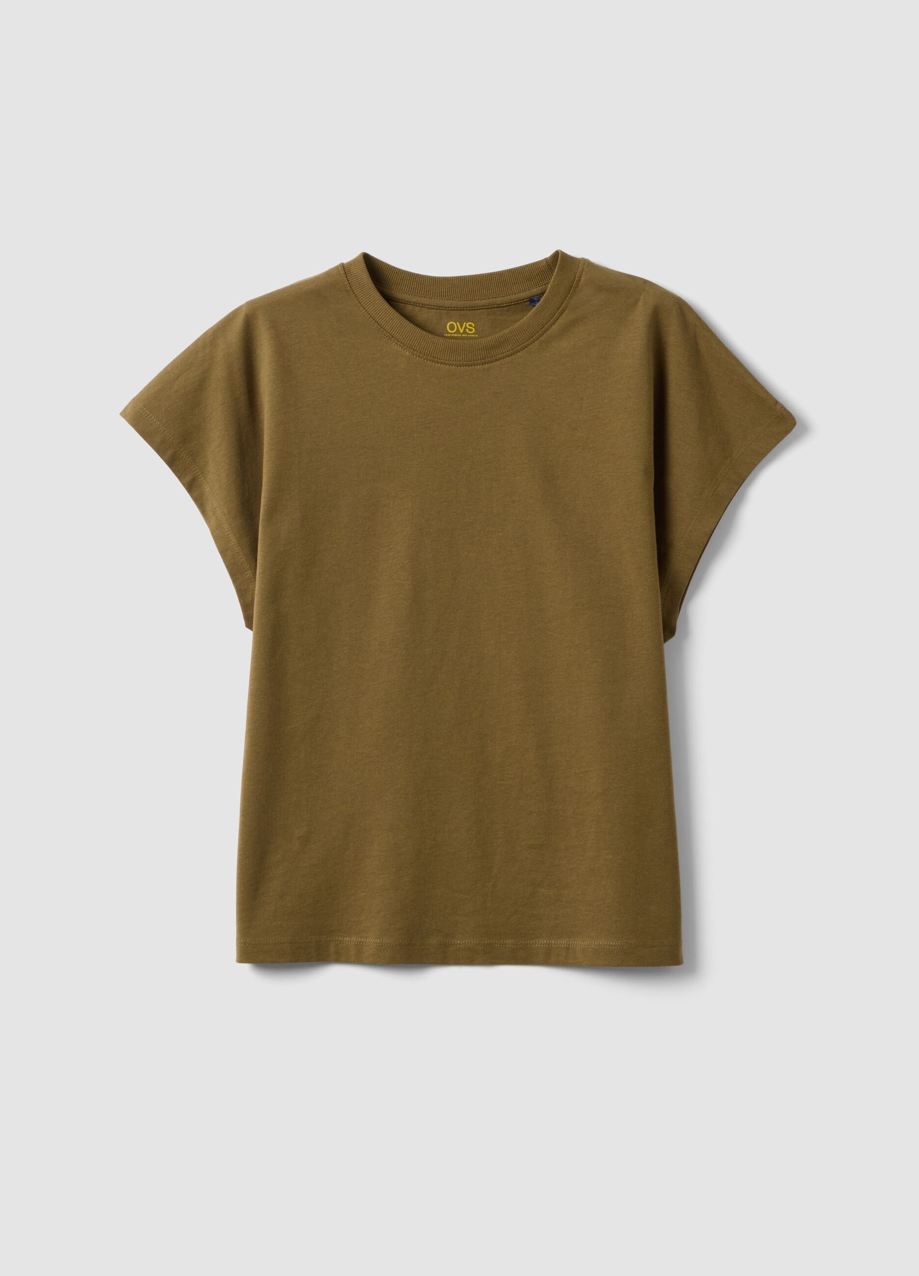 Green fitted pure cotton short-sleeve T-shirt
