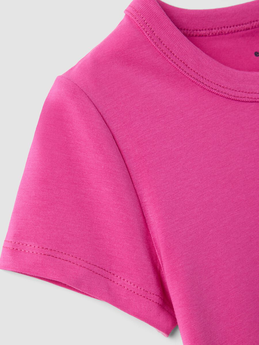 T-shirt in cotone elasticizzato rosa da bambina regular fit_3