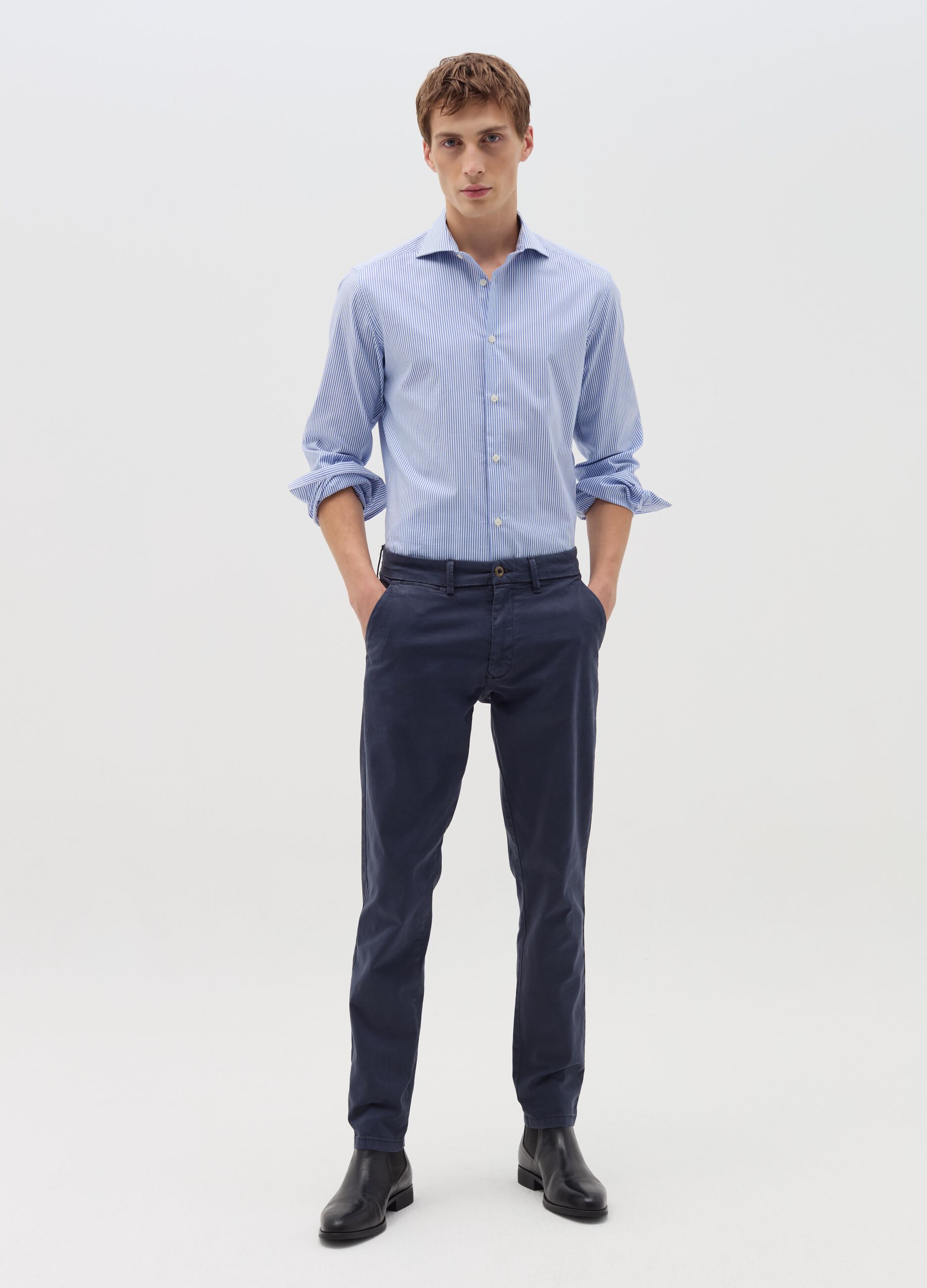Pantalone chino slim fit in cotone stretch