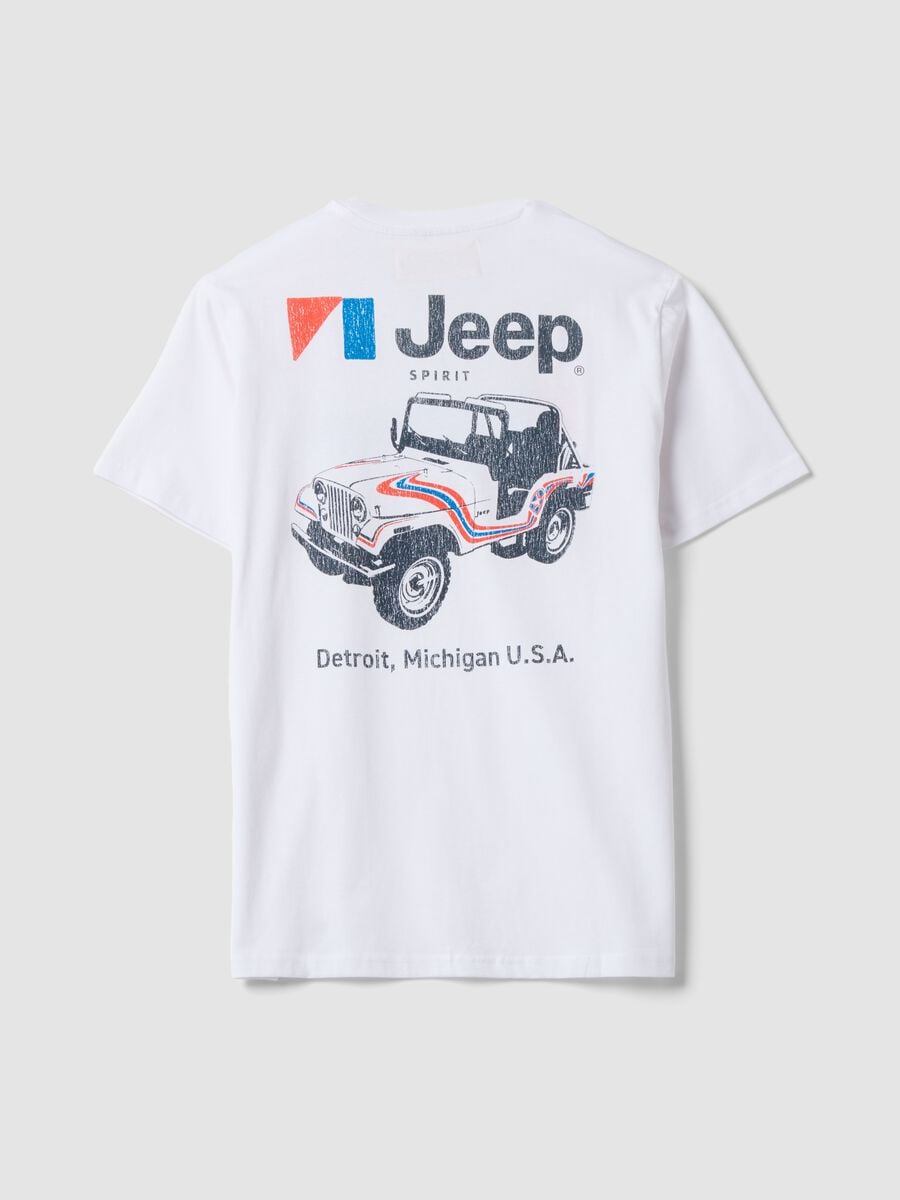 T-shirt bianca in puro cotone girocollo con stampa Jeep_2