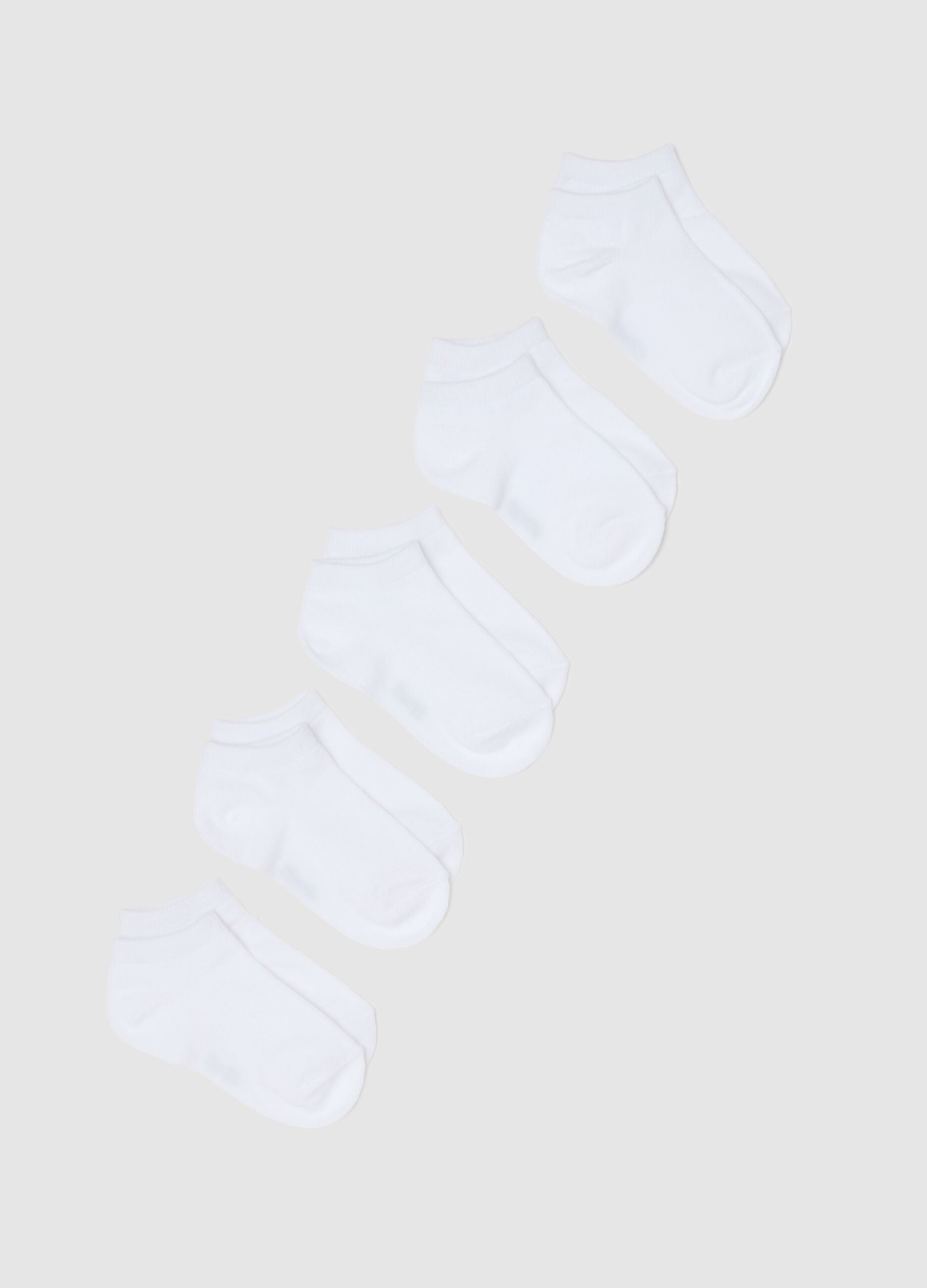 Five-pair pack shoe liners in stretch cotton