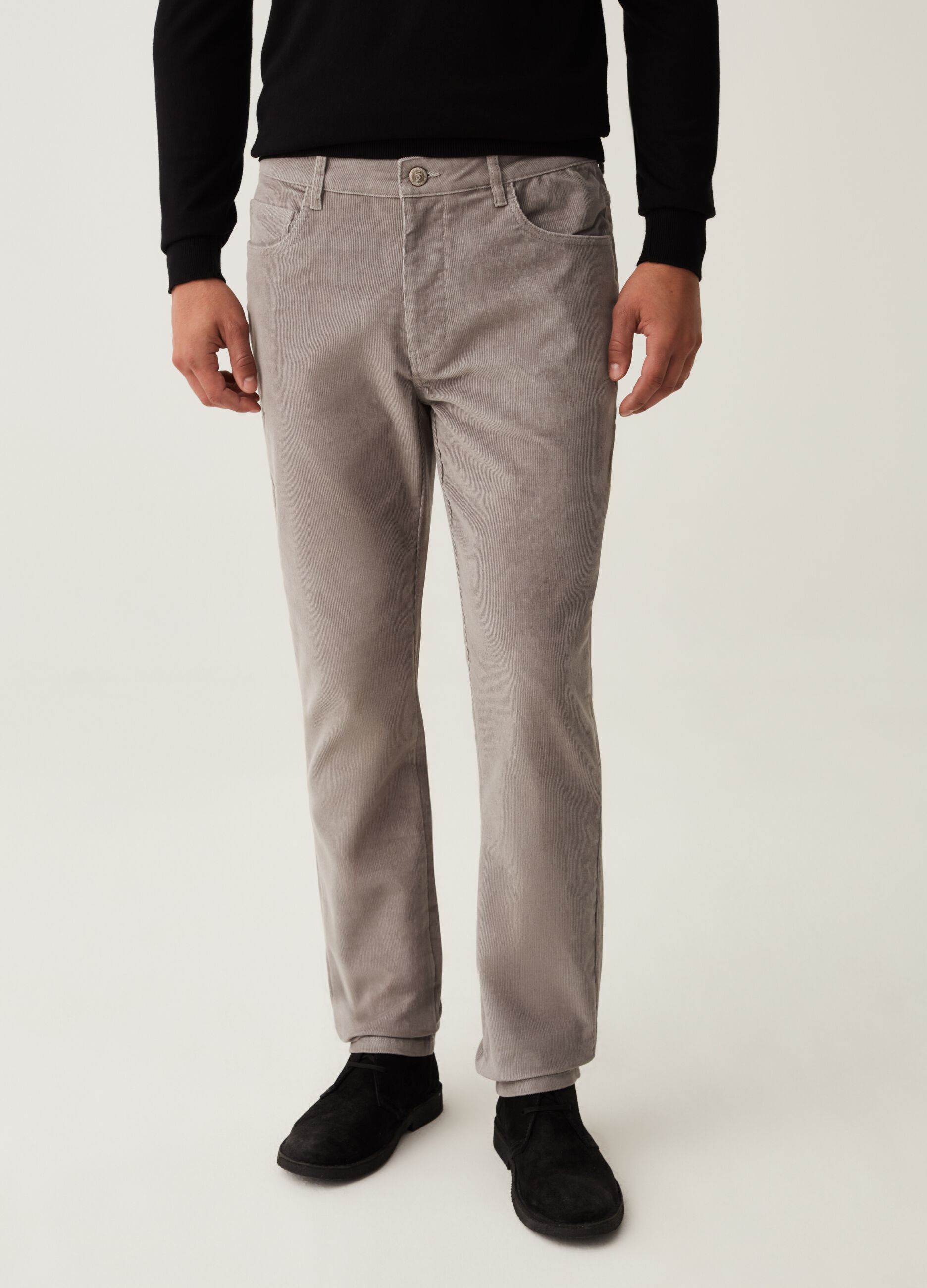 Pantaloni cinque tasche in corduroy Grigio chiaro da Uomo OVS
