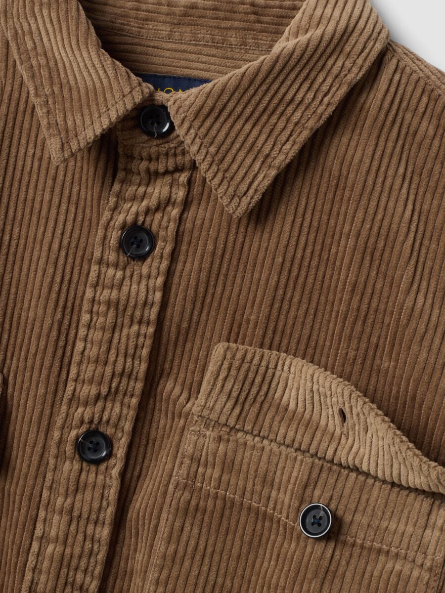 Shacket marrone in puro cotone a coste over fit_1