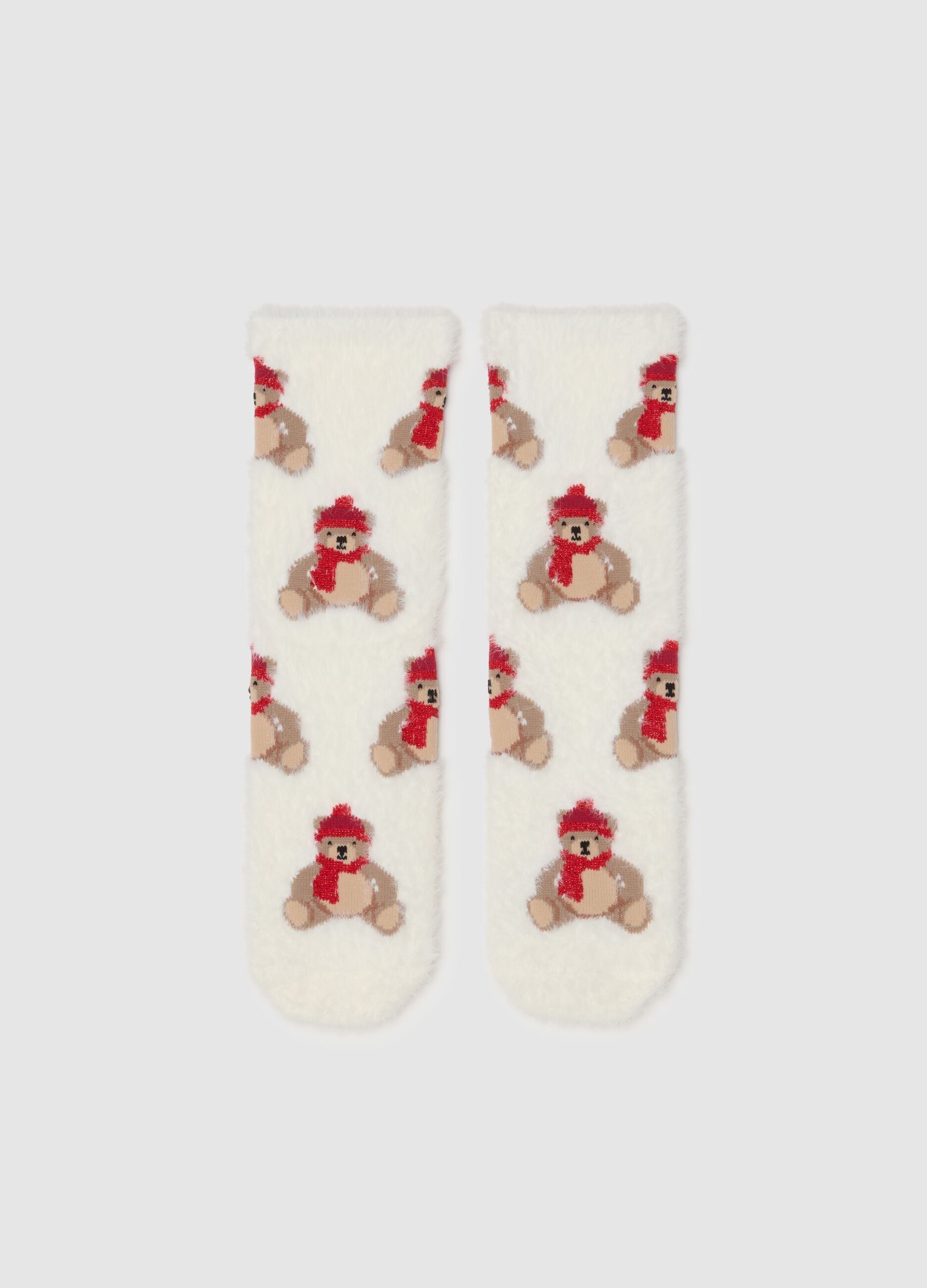 White Christmas cotton stretch socks