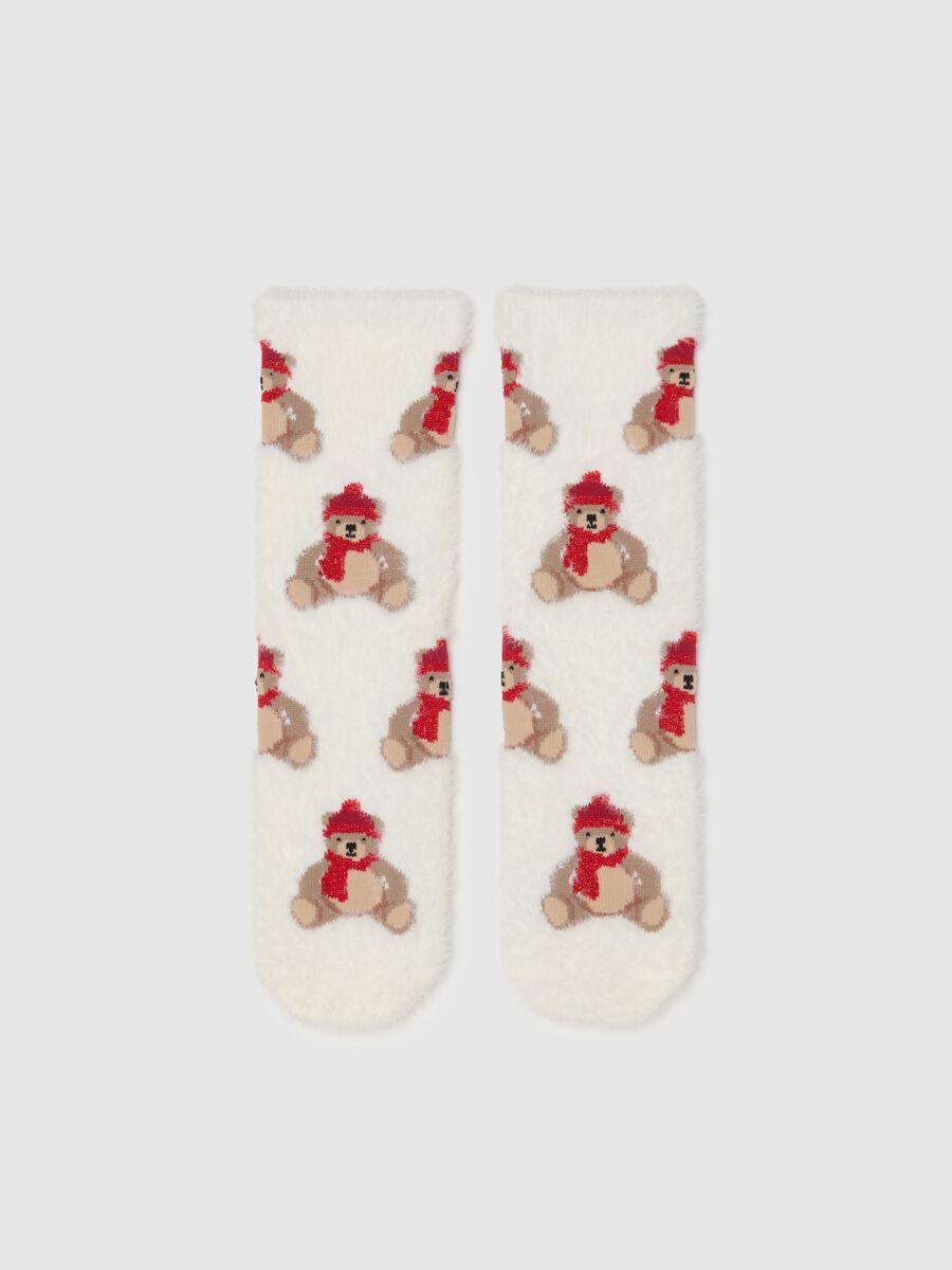 White Christmas cotton stretch socks_0
