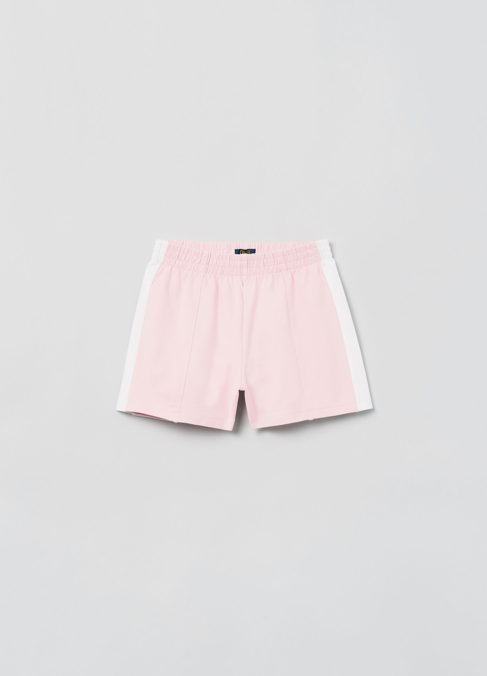 Cotton shorts with contrasting colour bands
