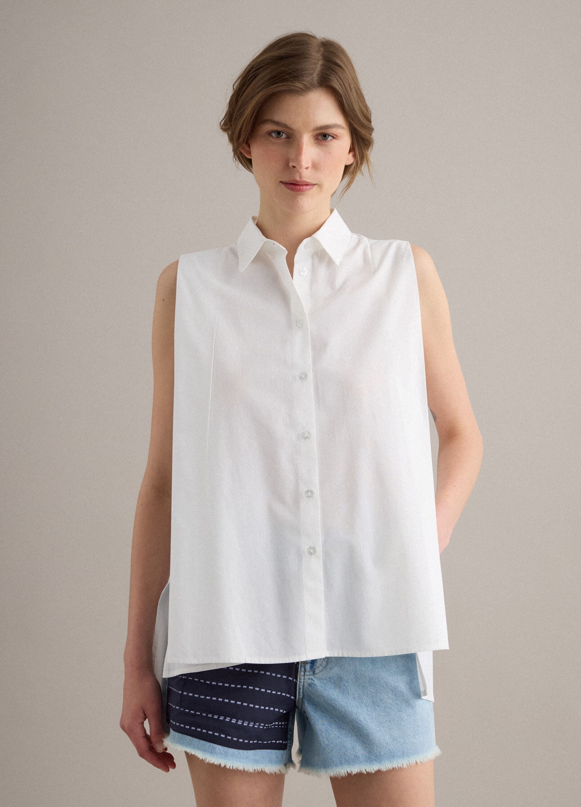White pure-cotton shirt with classic collar