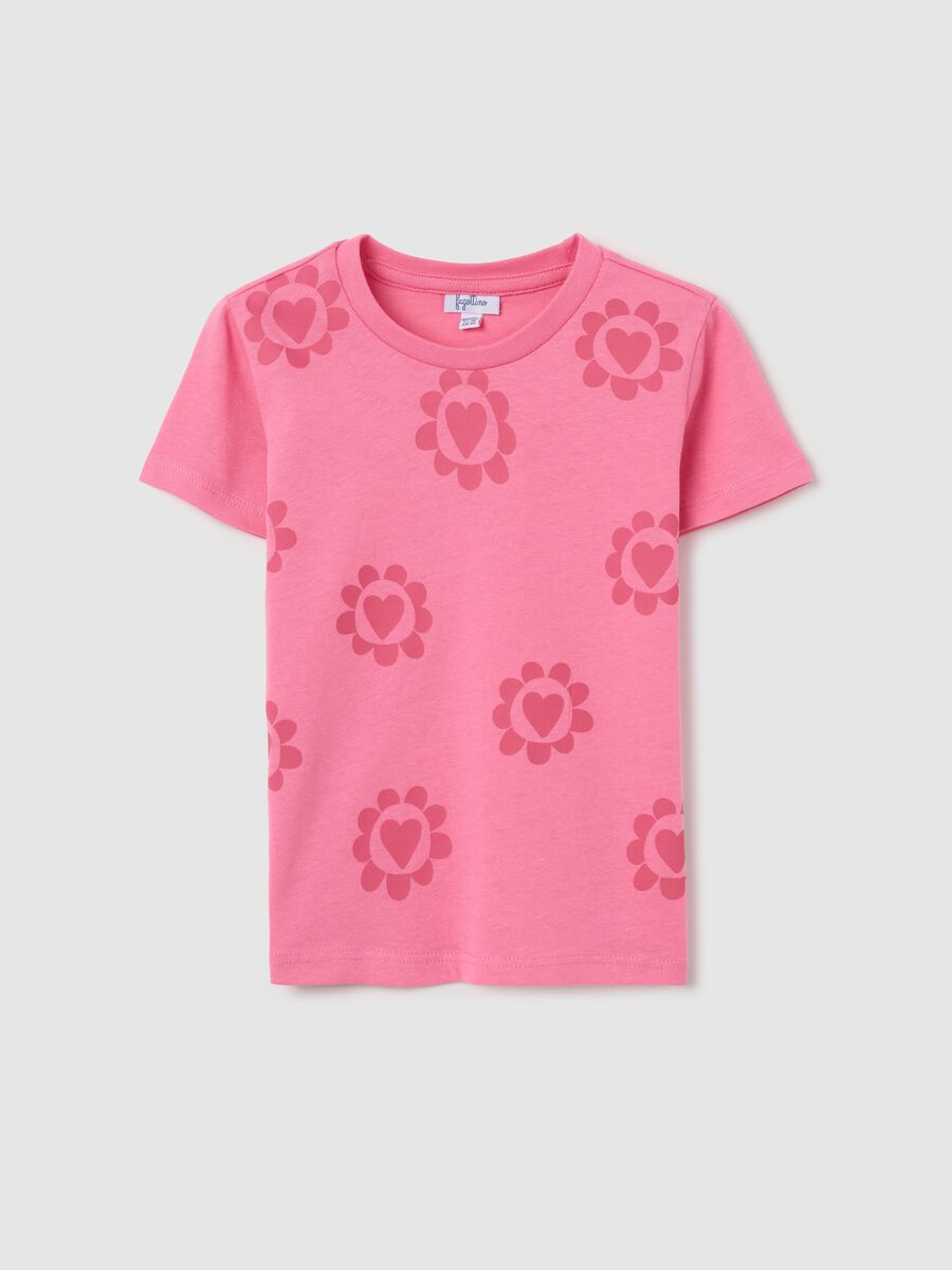 Pink T-shirt in cotton with print_0