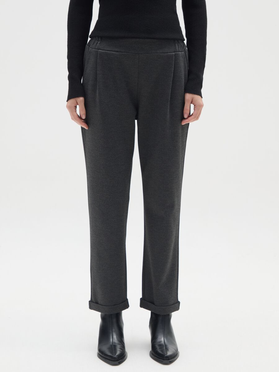 Grey stretch trousers in viscose blend_1