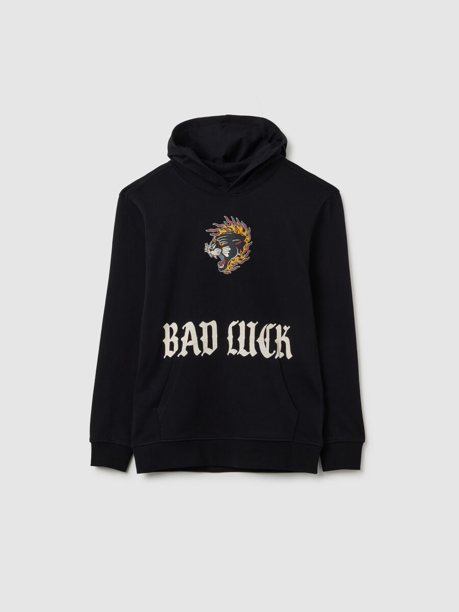 Felpa nera con cappuccio per ragazzo_3