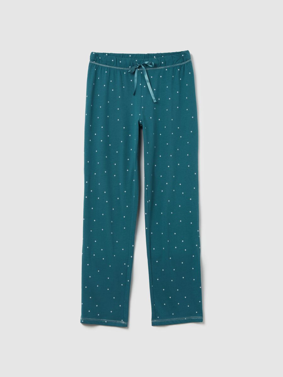 Pantalone pigiama in cotone con stampa stelline_4