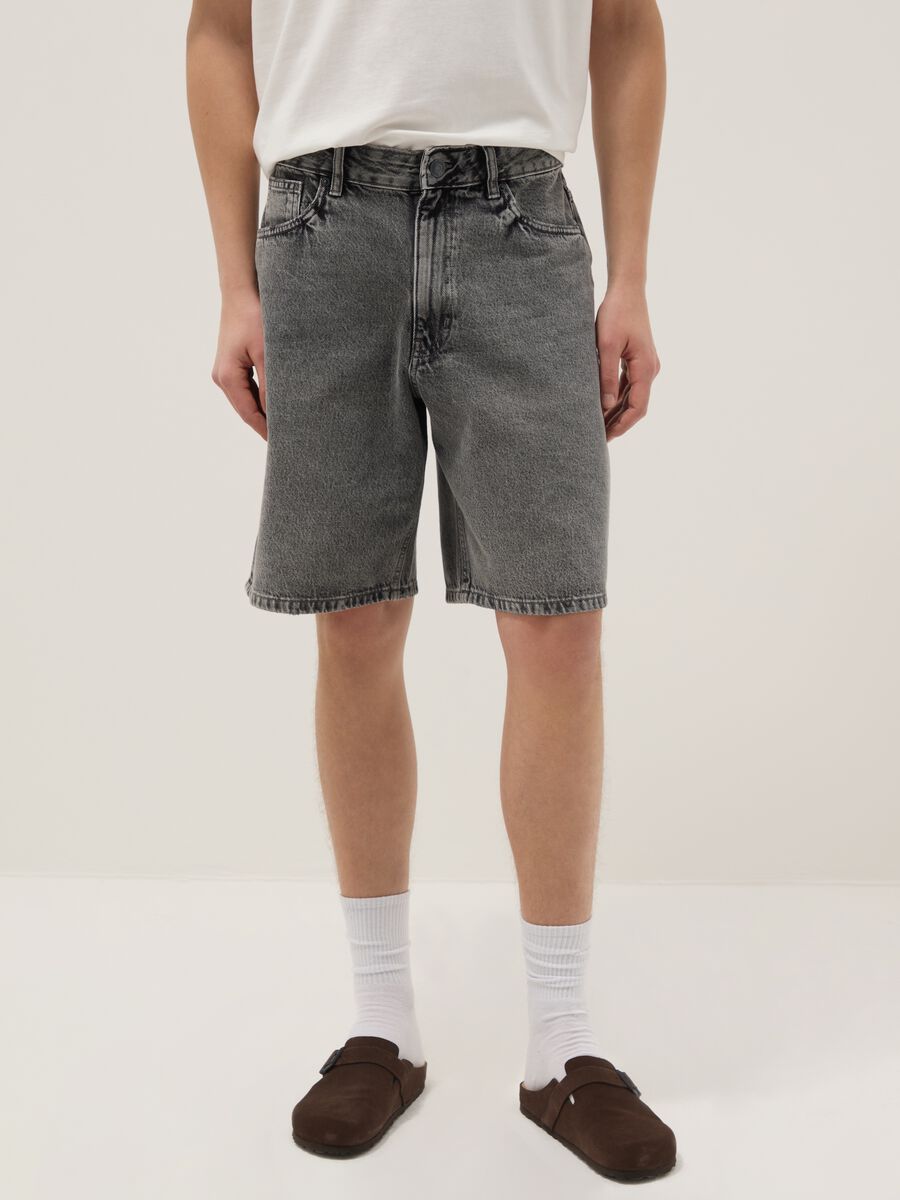 Blue skater fit pure cotton denim shorts_1