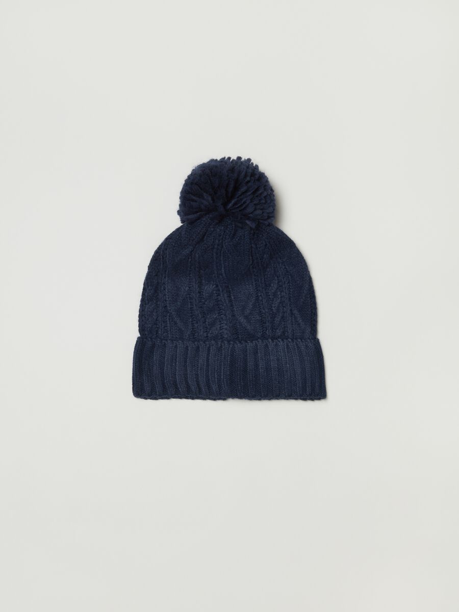 Berretto tricot con pon pon_0