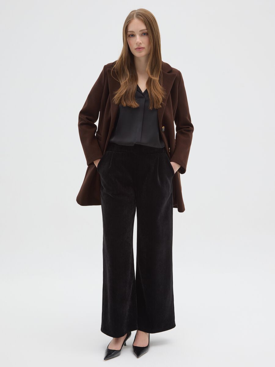 Brown regular fit coat with buttons_1