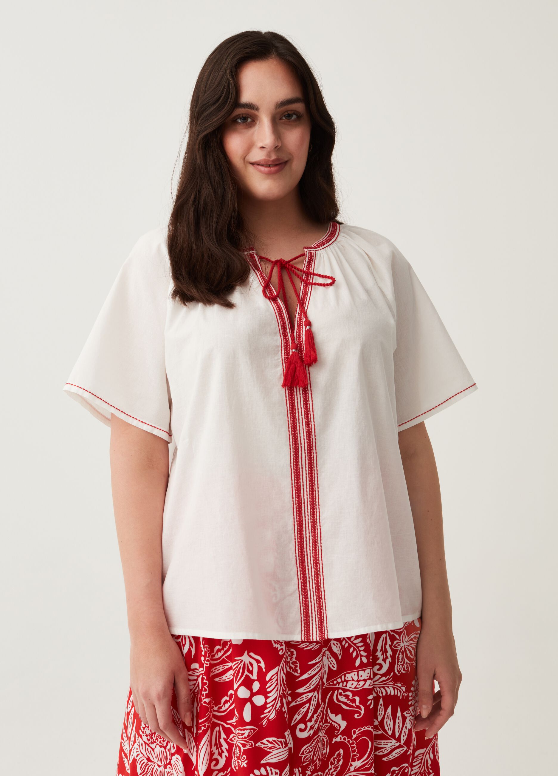 Blusa con ricami etnici Curvy MYA_0