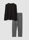Black and grey striped crew-neck pyjamas in pure organic cotton_5