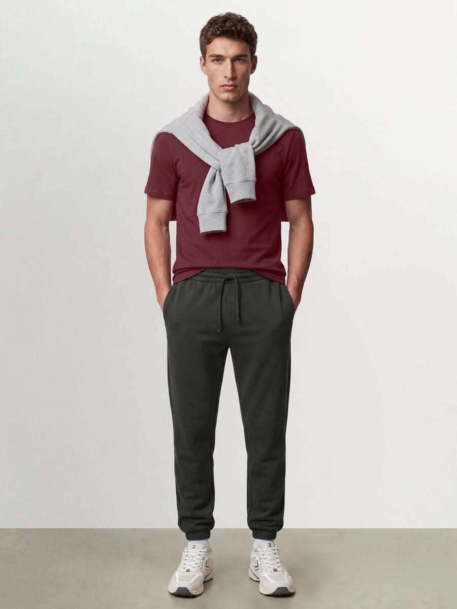 Pantaloni jogger grigio scuro in misto cotone regular fit_0