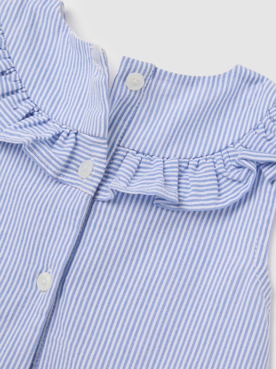 Girl's light blue pure cotton dress, regular fit with frills_3