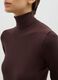 Brown ribbed turtleneck sweater with regular fit_3