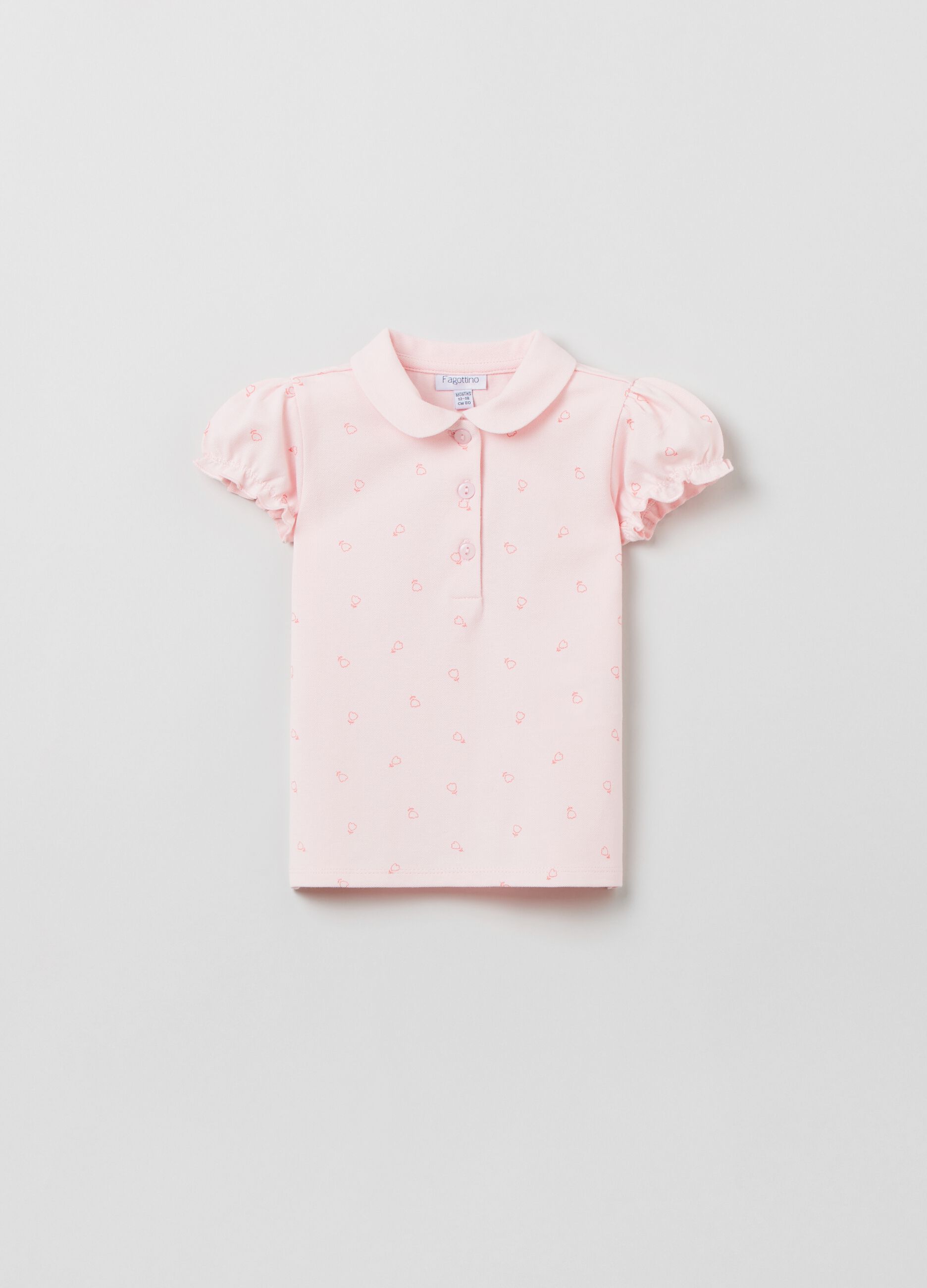 Cotton polo shirt with all-over print