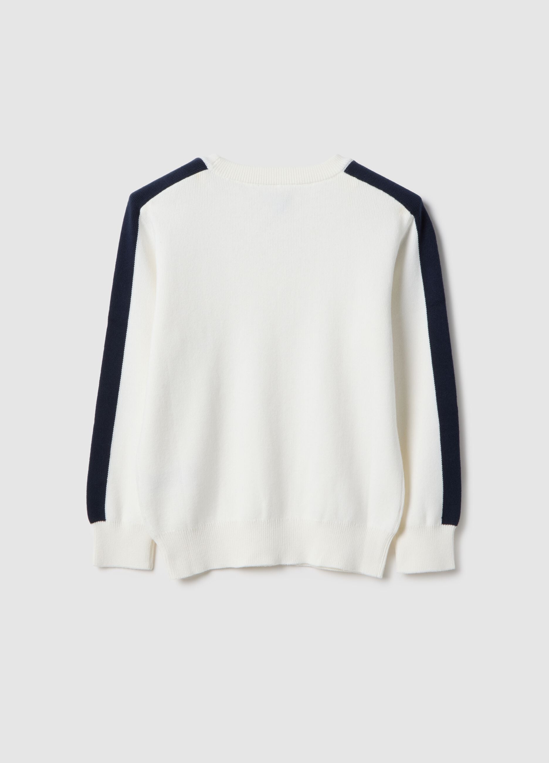 Maglia in puro cotone bianca a righe blu vestibilit&agrave; over da bambino