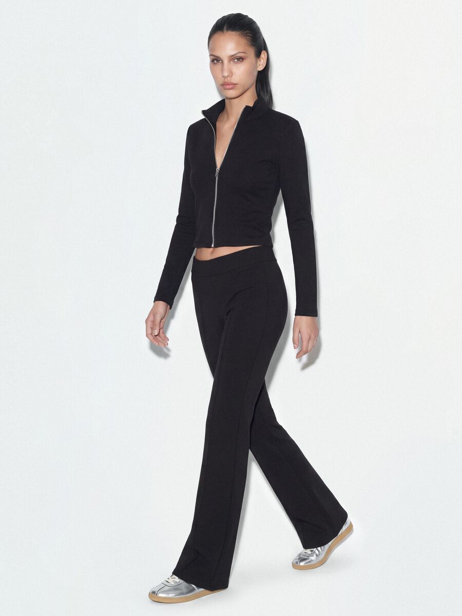 Black stretch modal sweatshirt with high neck_1