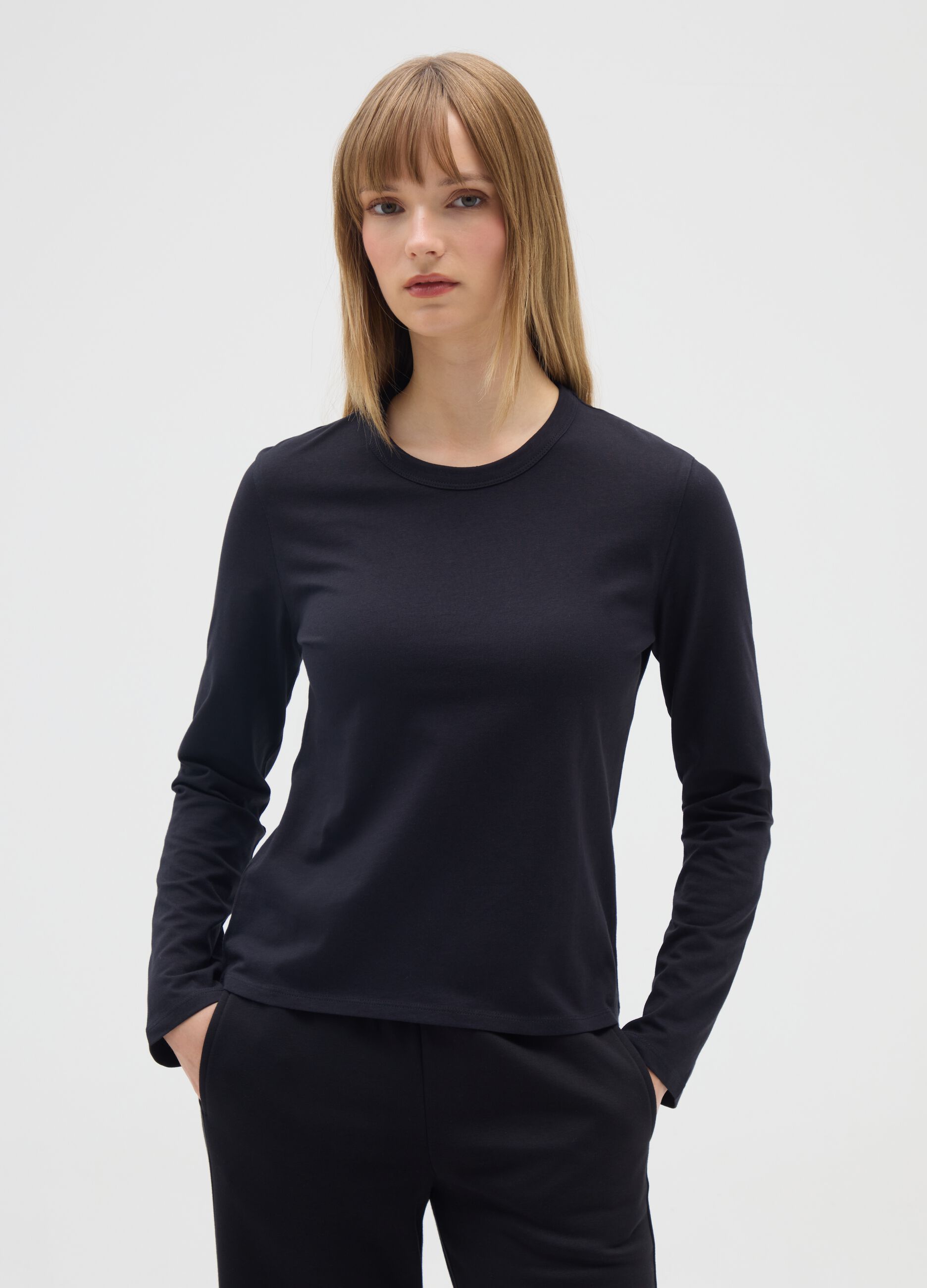 Black pure cotton T-shirt regular fit