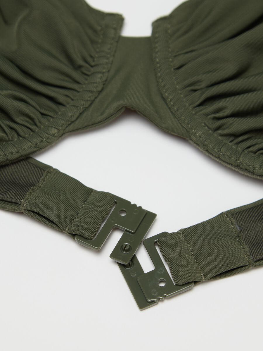Women’s bikini top in dark green stretch fabric_1