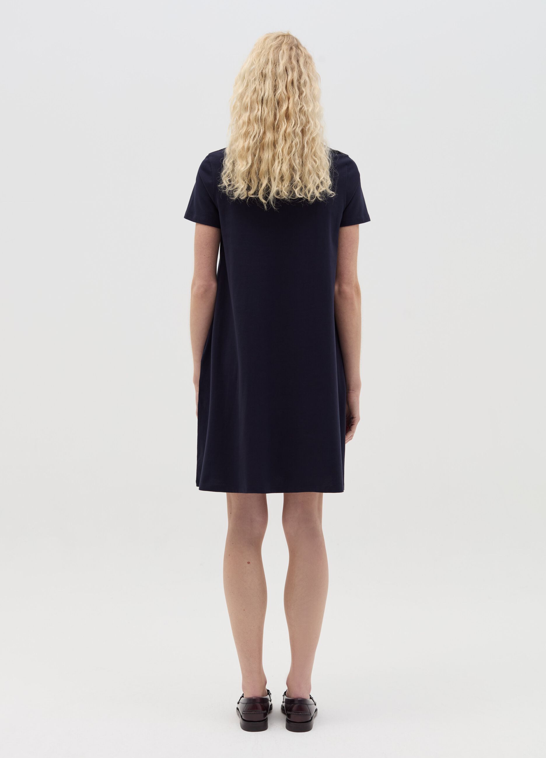 Vestito Essentials corto blu notte in cotone