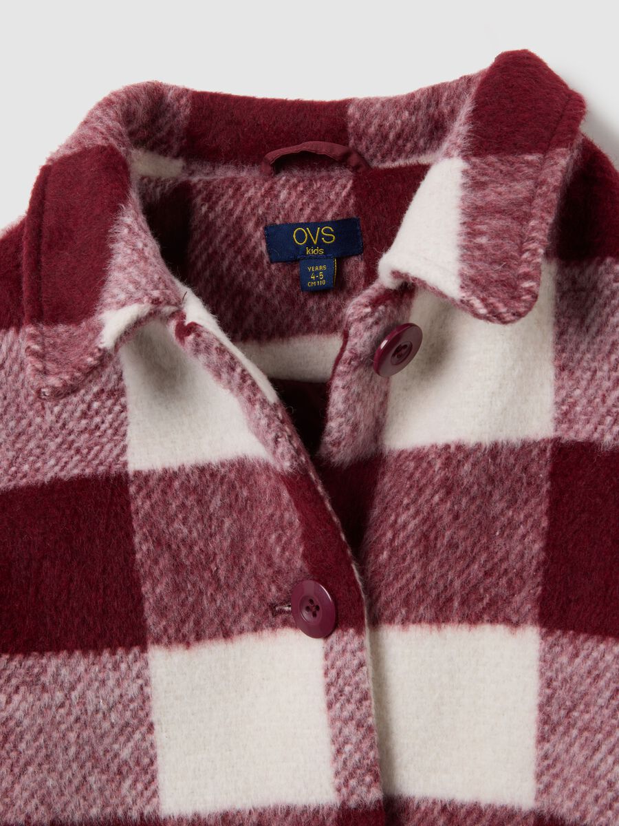 Girls' multicolour check regular fit wool blend coat_2
