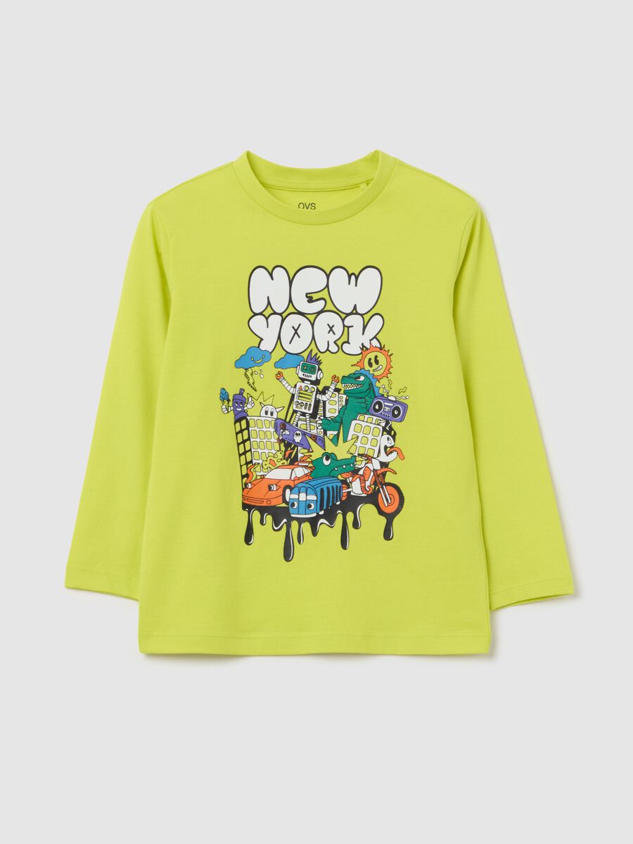 Long-sleeved T-shirt in cotton with print_0