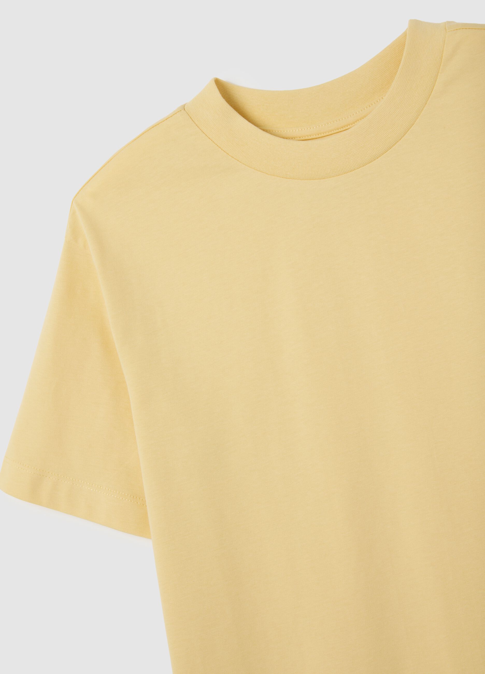 Yellow pure cotton women's T-shirt regular fit