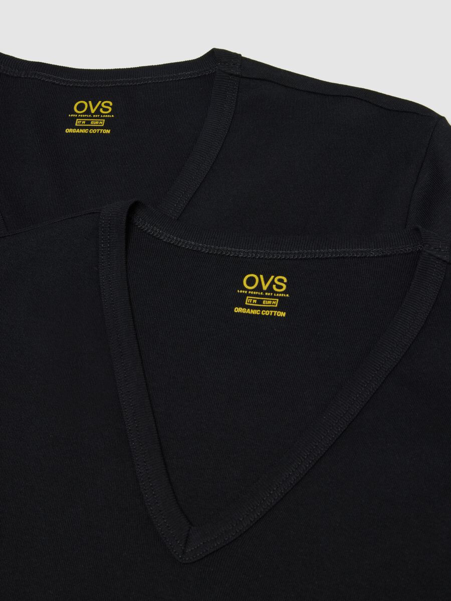 Two-Pack Black Deep V Pure Cotton T-Shirt Regular Fit_5