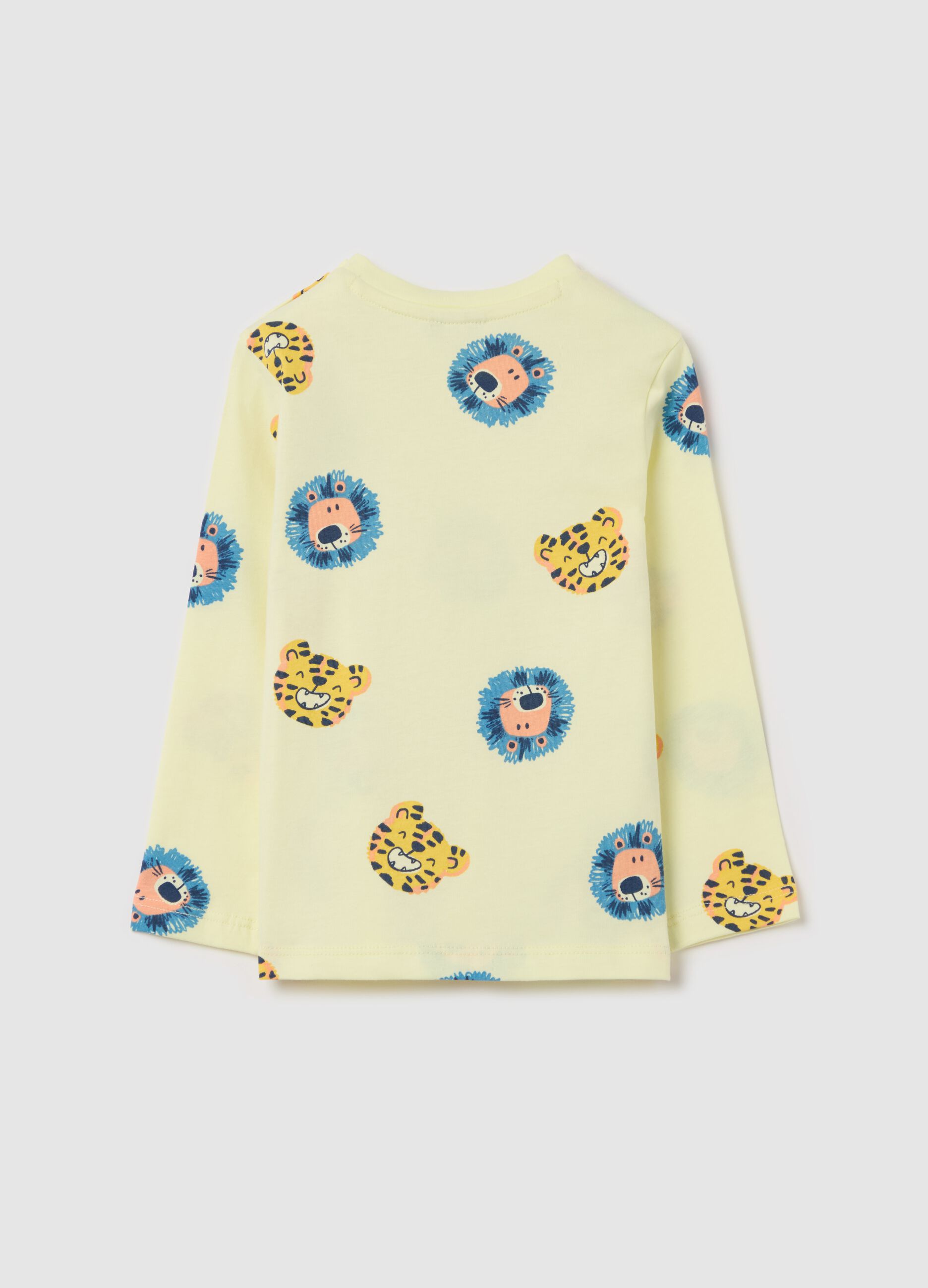 Long-sleeved T-shirt with savannah animals print