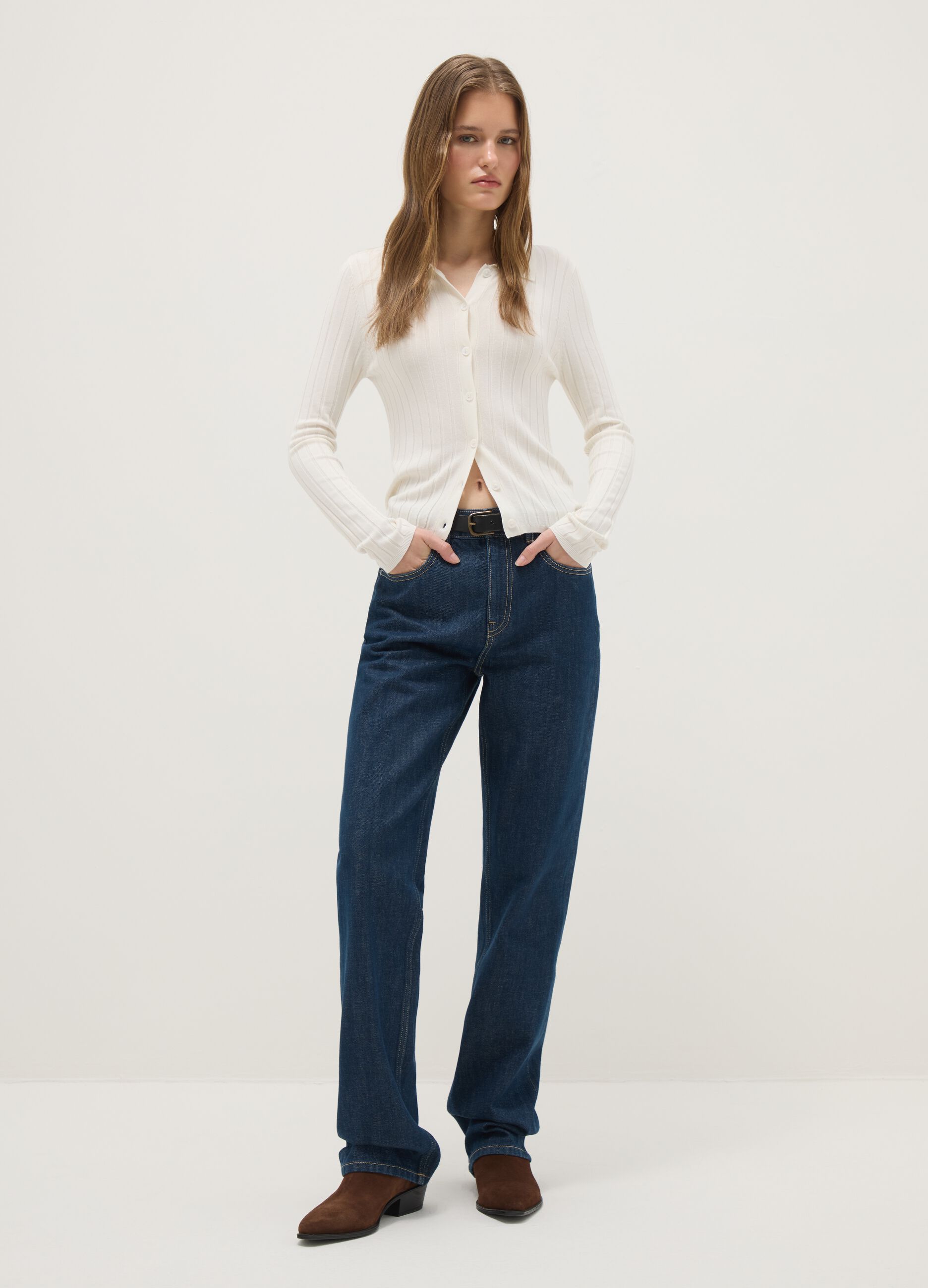 Pure Cotton Blue Straight Fit Jeans